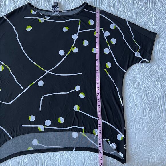 Clara Sun Woo Dolman Sleeve Tunic Black Geometric Medium M Packable Blouse - Picture 10 of 11